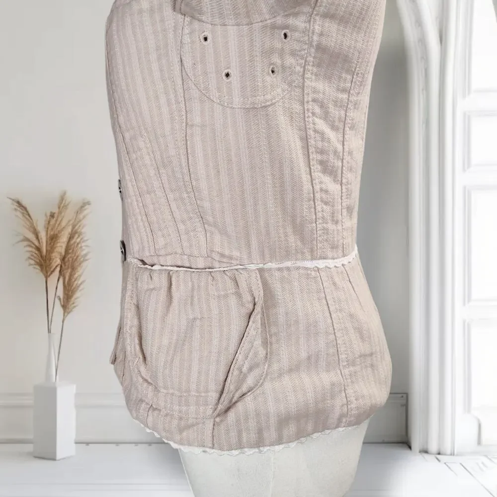 Marc Jacobs Blush Textured Jacket Eyelet Lace Trim Military Utility Size 8